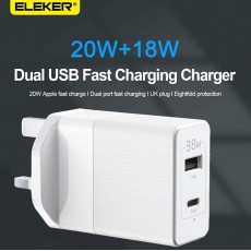 ELEKER 38W 雙USB 充電器 ( TYPE-C PD/USB QC)