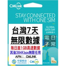 中國移動 (台灣) 每日1GB 7日卡