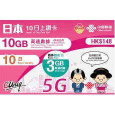 中國聯通 (日本) 13GB 10日卡