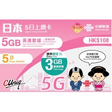 中國聯通 (日本) 8GB 5日卡