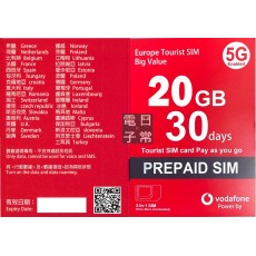 Vodafone (歐洲英國) 20GB 30日卡