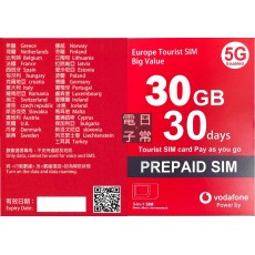 Vodafone (歐洲英國) 30GB 30日卡